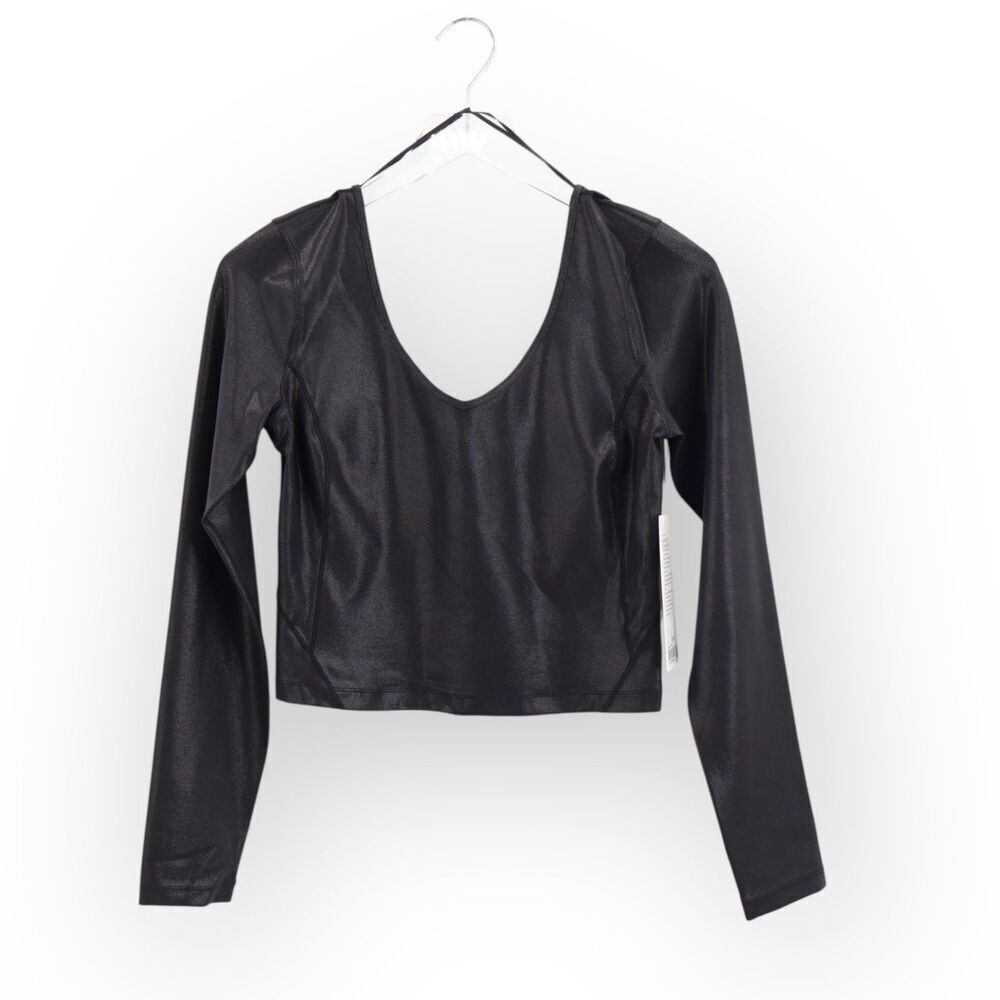 Lululemon Align Long Sleeve Top Shine Black Size 8 V-Neck NWT